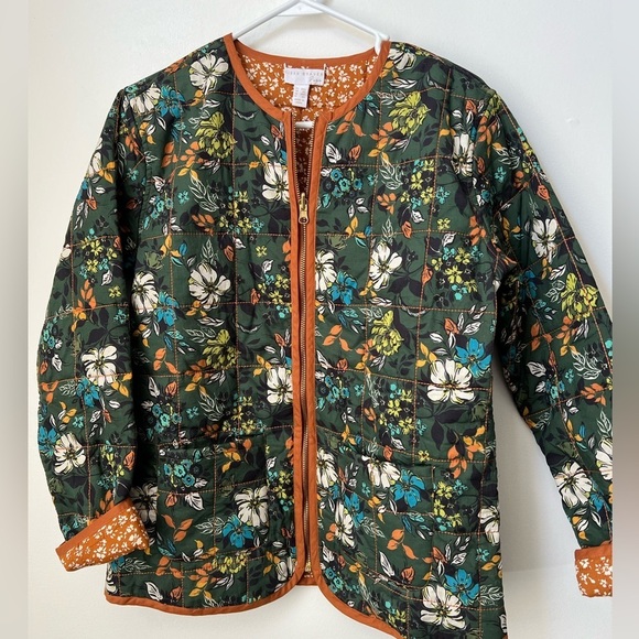 Susan Graver Pure Quilted Long-Sleeve Reversible Zip Jacket Pine QVC - Picture 2 of 6